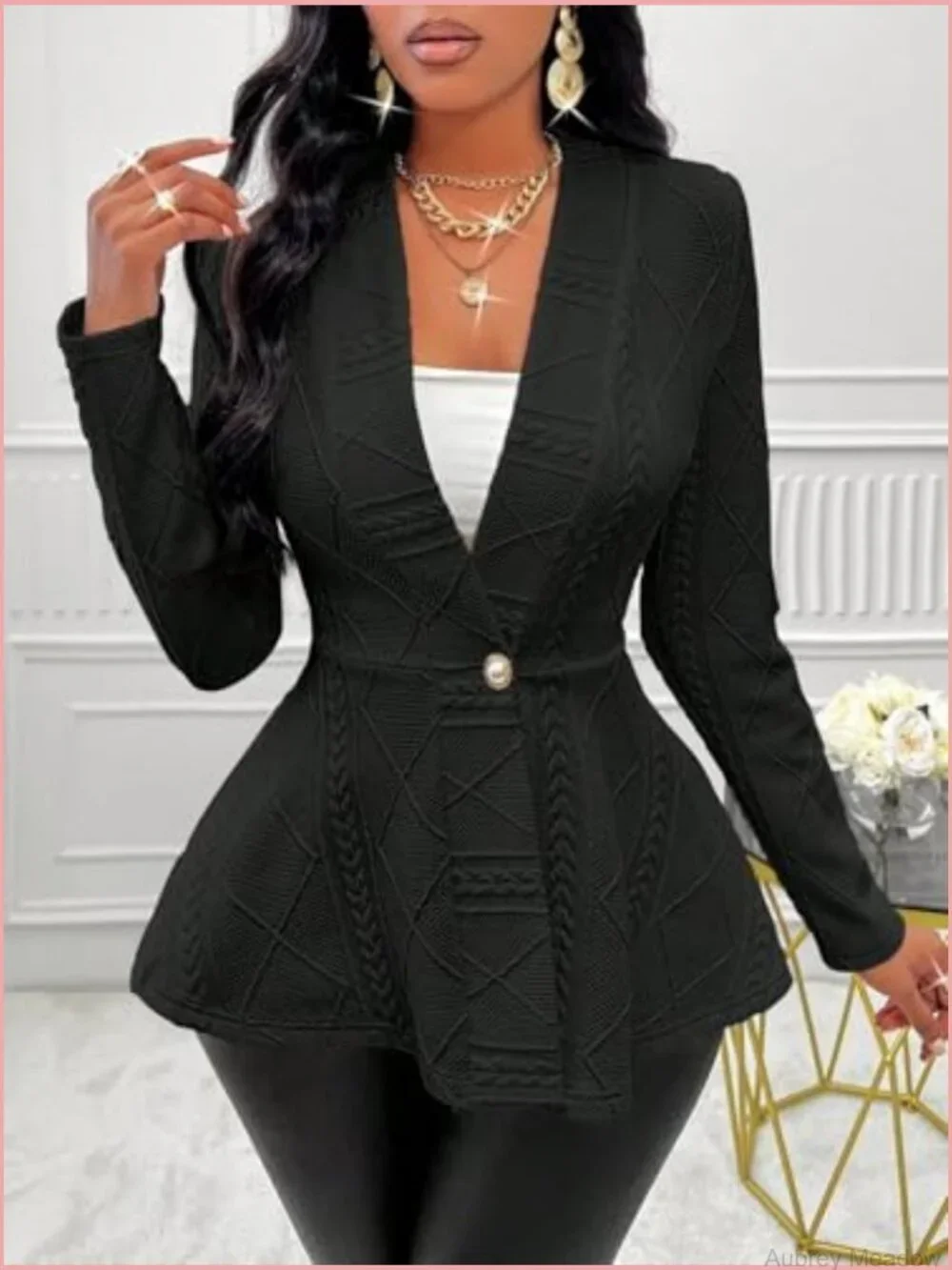 Womens Business Casual Long Sleeve Blazer Suit Jacket Knit Cardigan Shawl Collar